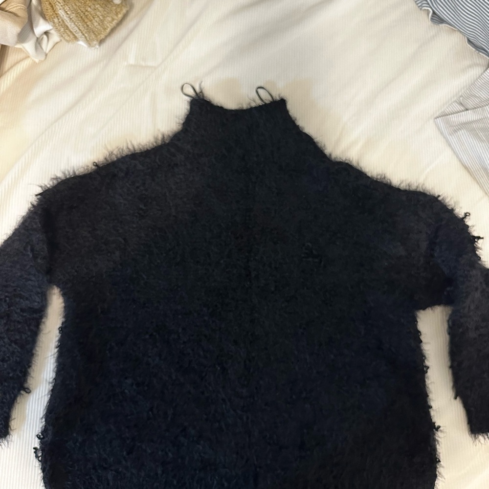 Altar'd State Black Fuzzy Turtleneck Sweater